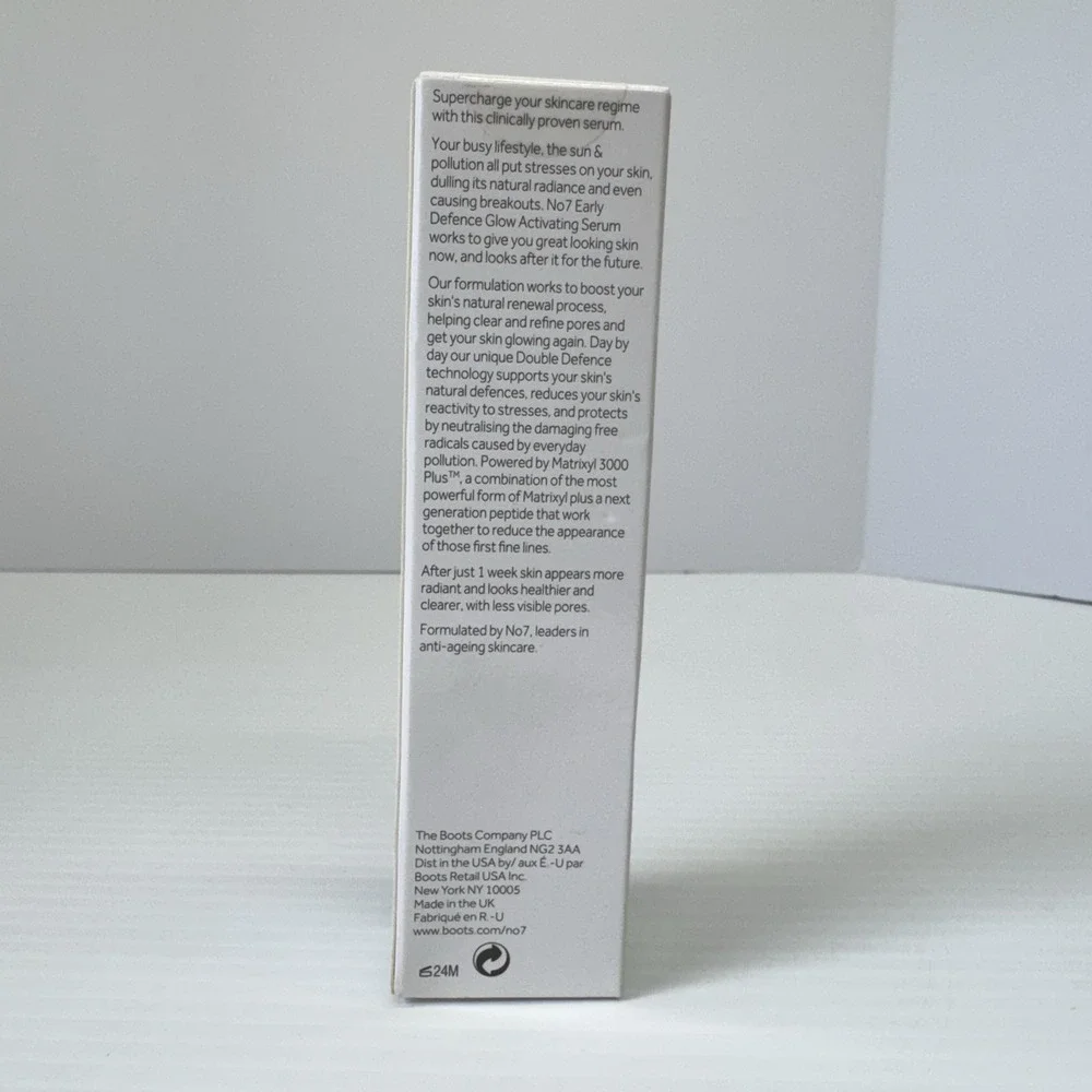 No7 Early Defence Glow Activating Serum 30ml New Sealed